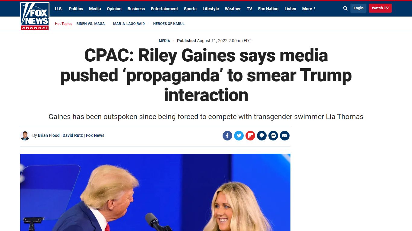 CPAC: Riley Gaines says media pushed ‘propaganda’ to smear Trump ...